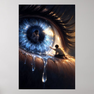 Affiche Fantaisie d'art surréaliste d'œil bleu