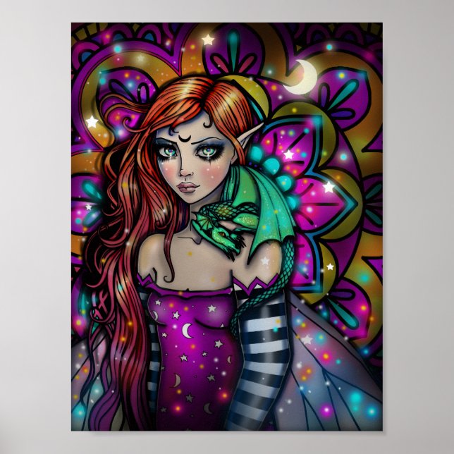 Affiche Fantaisie de fille dragon par Molly Harrison (Devant)