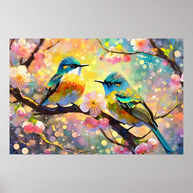 Affiche Fantaisie de floraison de cerisier Lever de soleil (Devant)