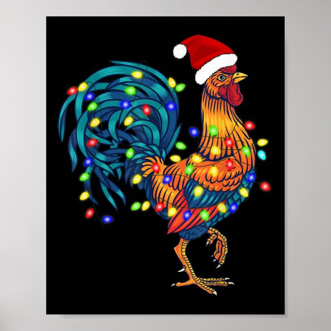 Affiche Fantaisie de poulet rôti feux de Noël Pyjama Farm (Devant)