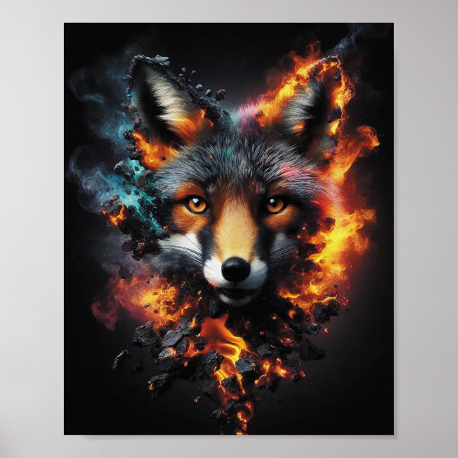 Affiche Fantaisie de renard ardent Feu Esprit Illustration (Devant)