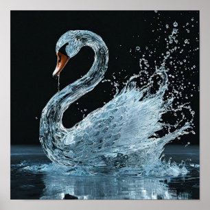 Affiche 💧 Fantaisie Eau Cygne Élégance Fluide Mystique Rê