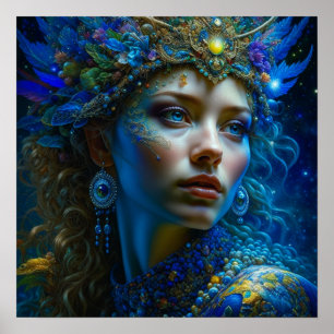 Affiche Fantaisie éthérée Art Princesse Guerrière Mystique