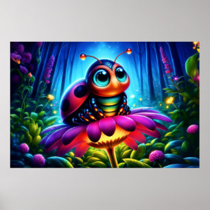 Affiche Fantaisie fantaisiste néon insecte rêveuse nature