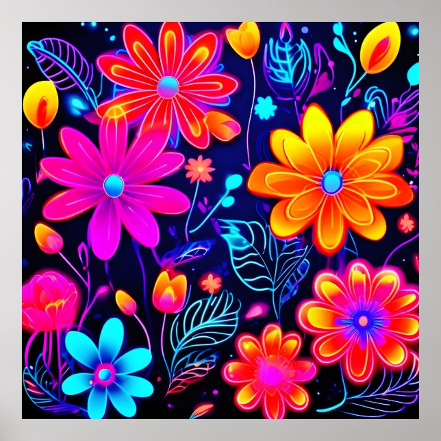 Affiche Fantaisie Florale Néon (Devant)