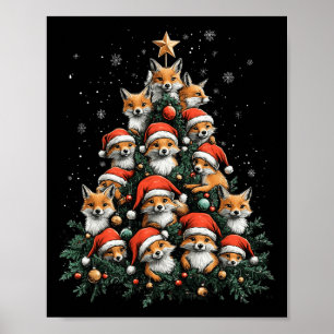 Affiche Fantaisie Fox Noël Renards Xmas Arbre Fox Lover En