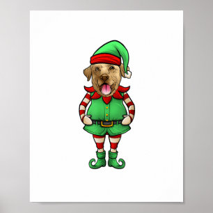 Affiche Fantaisie Noël Elfe Jaune chien de laboratoire Jau