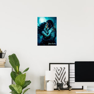 Affiche Fantaisie Romantique des Amants sous la Lune Mysti