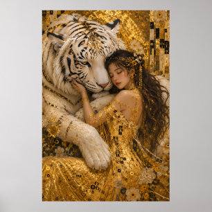 Affiche Fantaisie Royale du Tigre Blanc Doré