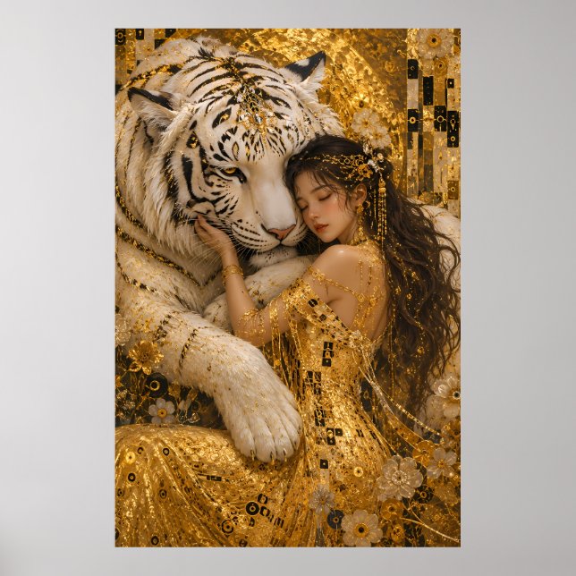Affiche Fantaisie Royale du Tigre Blanc Doré (Devant)