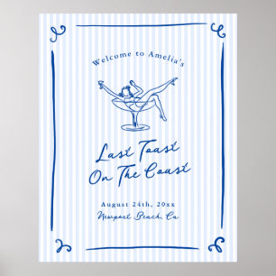 Affiche Fantaisiste Main Bleue Dernière Toast sur la Côte