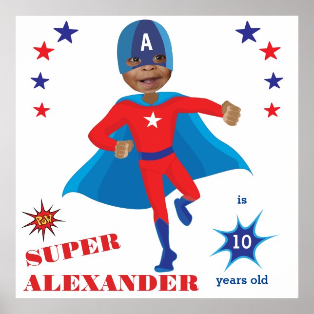 Affiche Fantastic USA Superhero Boy Birthday Tremendante (Devant)