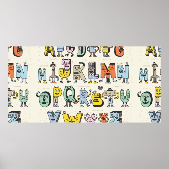 Affiche Fantastique Alphabet Drôle. Wacky Doodle Letters D (Devant)
