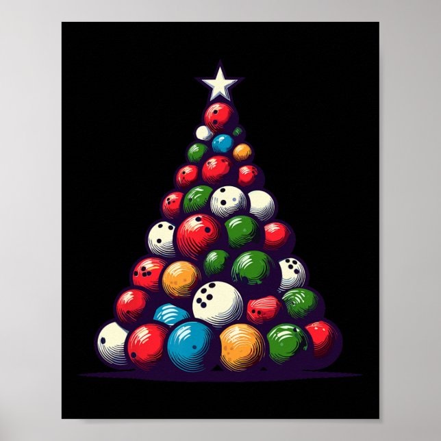Affiche Fantastique Bowling feux de Noël pour hommes femme (Devant)
