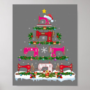 Affiche Fantastique éclairage de Noël Machine à coudre Arb