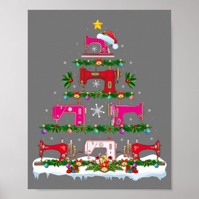 Affiche Fantastique éclairage de Noël Machine à coudre Arb (Devant)