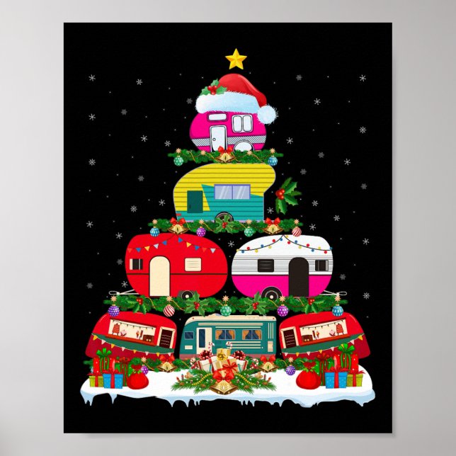 Affiche Fantastique Éclairage de Noël Père Noël Camping Rv (Devant)