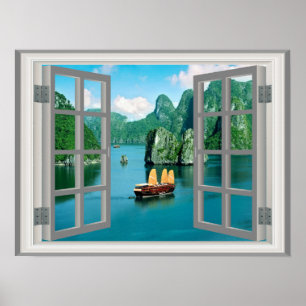 Affiche Fantastique Malaisie Voilier Ocean Faux Window