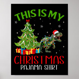 Affiche Fantastique Noël Père Noël Lumières C'Est Mon Dino