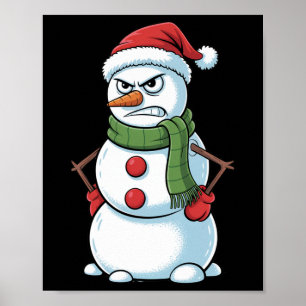 Affiche Fantastique Noël Snowman En Colère Avec Chapeau De
