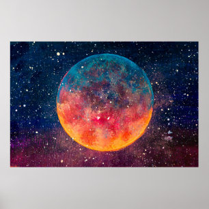 Affiche Fantastique peinture à l'huile belle grande planèt