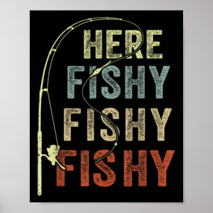 Affiche Fantastique T-shirt de pêche Ici-poisson B Papa Fe