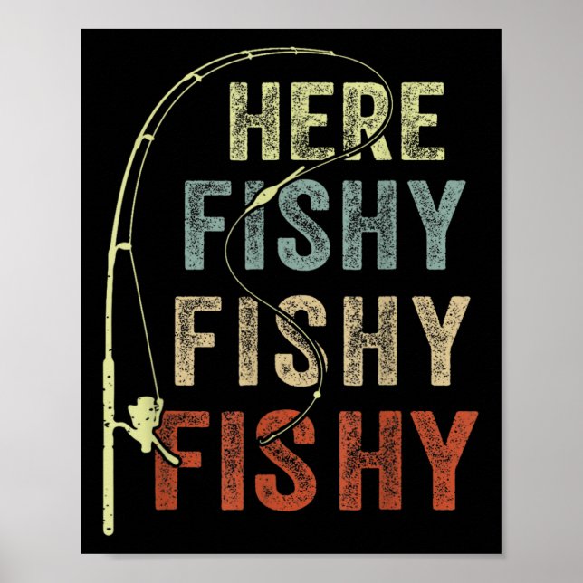 Affiche Fantastique T-shirt de pêche Ici-poisson B Papa Fe (Devant)