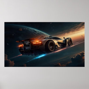Affiche Fantastique Voiture Autour Du Monde