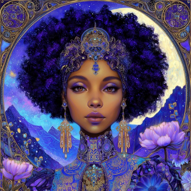 Affiche Fantasy Art Black Girl Black Queen Goddess (Créateur téléchargé)