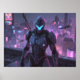 Affiche Fantasy Art- Sentinel of the Neon Divide