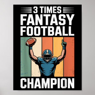 Affiche Fantasy Football Drôle 3 fois champion 