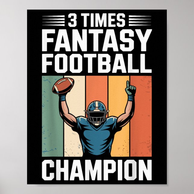 Affiche Fantasy Football Drôle 3 fois champion  (Devant)