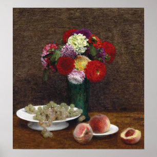 Affiche Fantin-Latour - Grapes And Peaches Dahlias