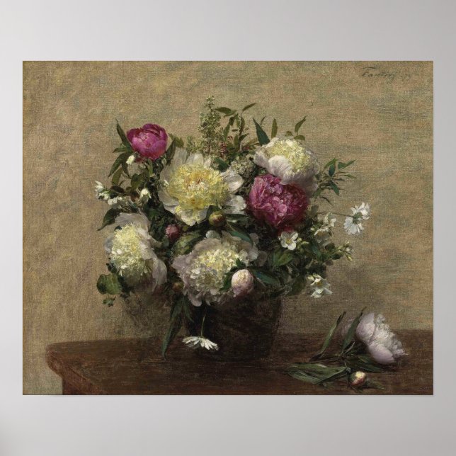 Affiche Fantin-Latour - Peonies Vase 1879 (Devant)