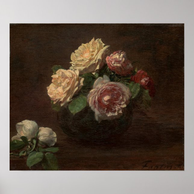 Affiche Fantin-Latour - Roses dans un bol (Devant)