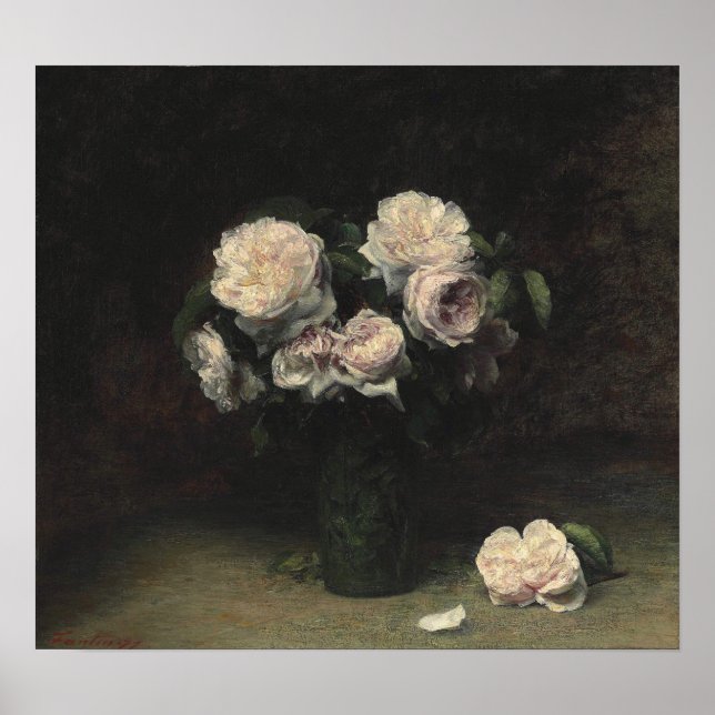 Affiche Fantin-Latour - Roses Dans Un Verre (Devant)