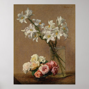 Affiche Fantin-Latour - Roses Et Lys