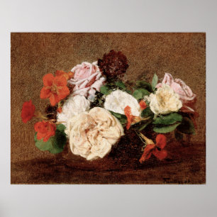 Affiche Fantin-Latour - Roses Et Nasturtiums Dans Un Vase