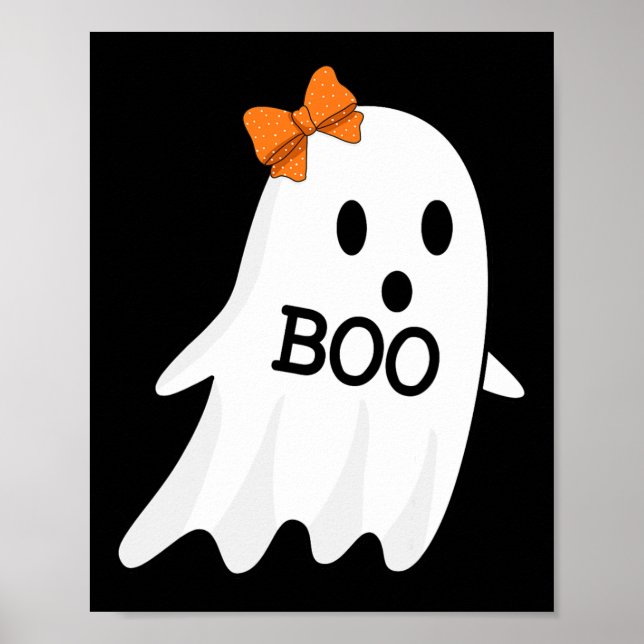 Affiche Fantôme Avec Bow Boo Costume Halloween Pour Filles (Devant)
