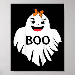 Affiche Fantôme Avec Bow Boo Girls Halloween T-Shirt
