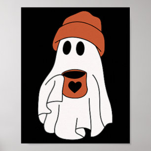 Affiche Fantôme Boire Café Drôle Costume Halloween Coff