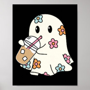 Affiche Fantôme Boire Café Drôle Costume Halloween Coff