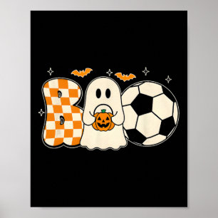 Affiche Fantôme Boo Jouant Au Football Halloween Joueurs F