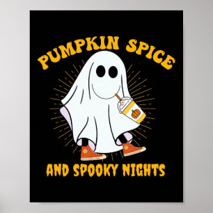 Affiche Fantôme Citrouille épice Latte Automne Vibe Hallow