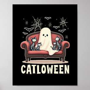 Affiche Fantôme de Catloween Halloween