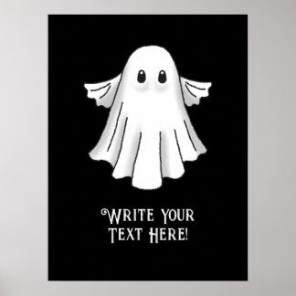 Affiche Fantôme de Halloween effrayant et mignon
