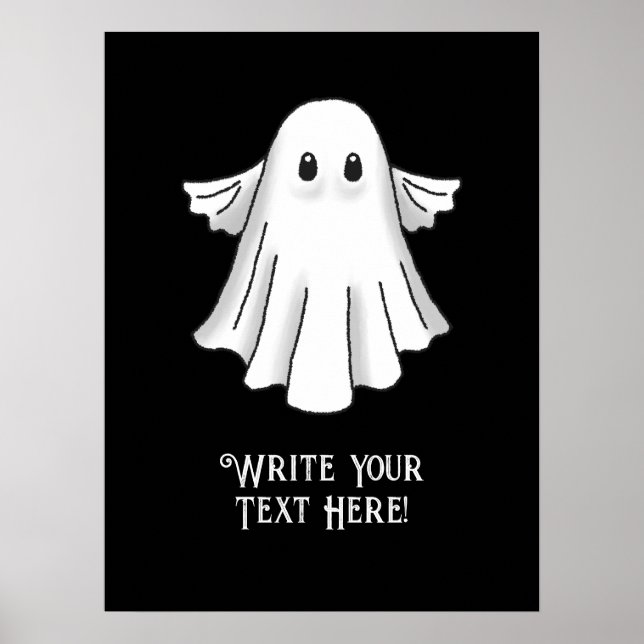 Affiche Fantôme de Halloween effrayant et mignon (Devant)
