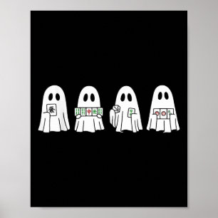 Affiche Fantôme d'Halloween jouant au Mahjong Soky Saison