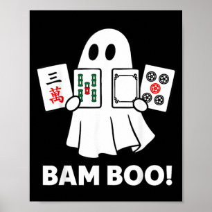 Affiche Fantôme d'Halloween jouant au Mahjong Spooky Bam B
