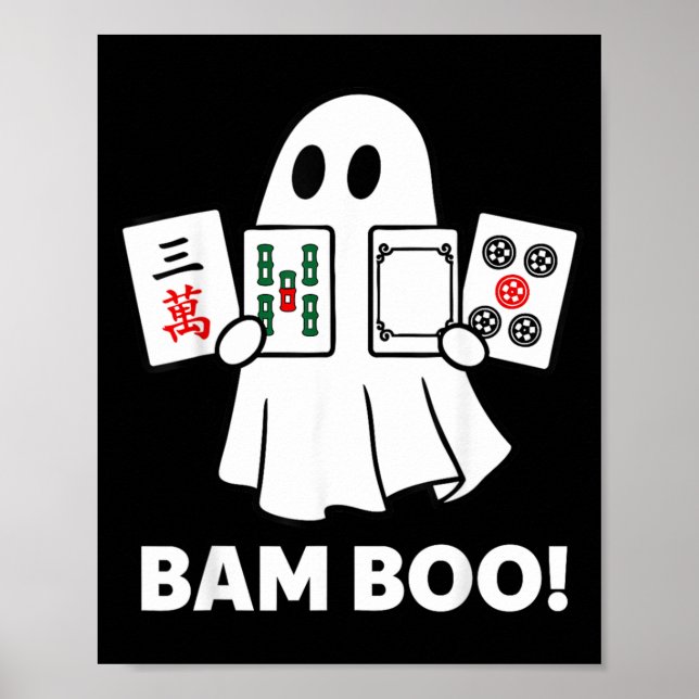 Affiche Fantôme d'Halloween jouant au Mahjong Spooky Bam B (Devant)